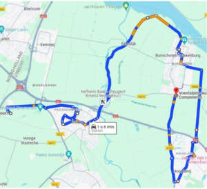Kaartje van de route van de Lichtjestocht
