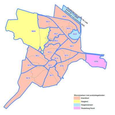 Wijkindeling postcodes Amersfoort