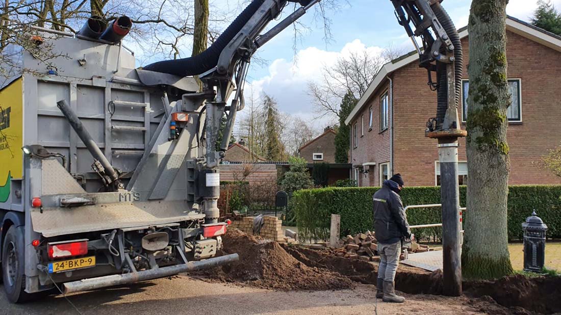 Boomwortels vrijzuigen Methorst Zuigtechniek