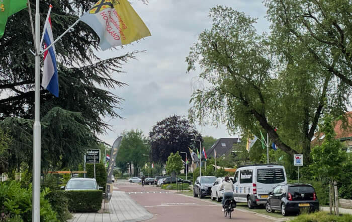 Foto met vlaggen bij kortere nieuwtjes uit Hoogland (juni #1)