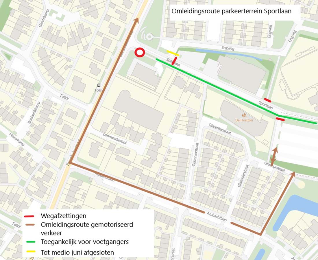 Sportlaan afgesloten plattegrond