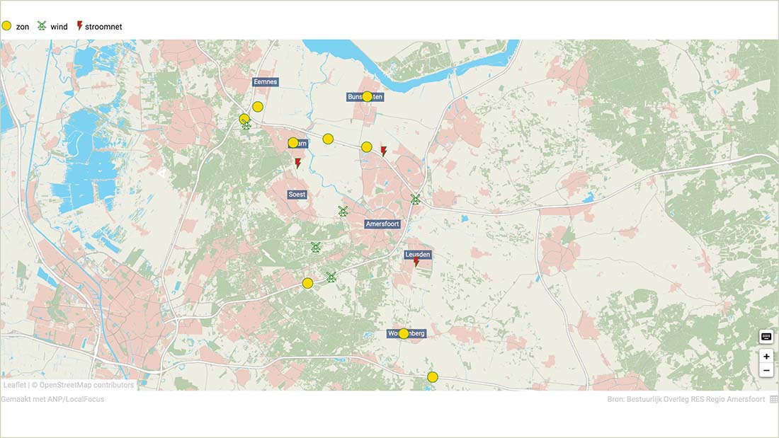 Windmolens Hoogland in plannen aan provincie Utrecht omlijnd