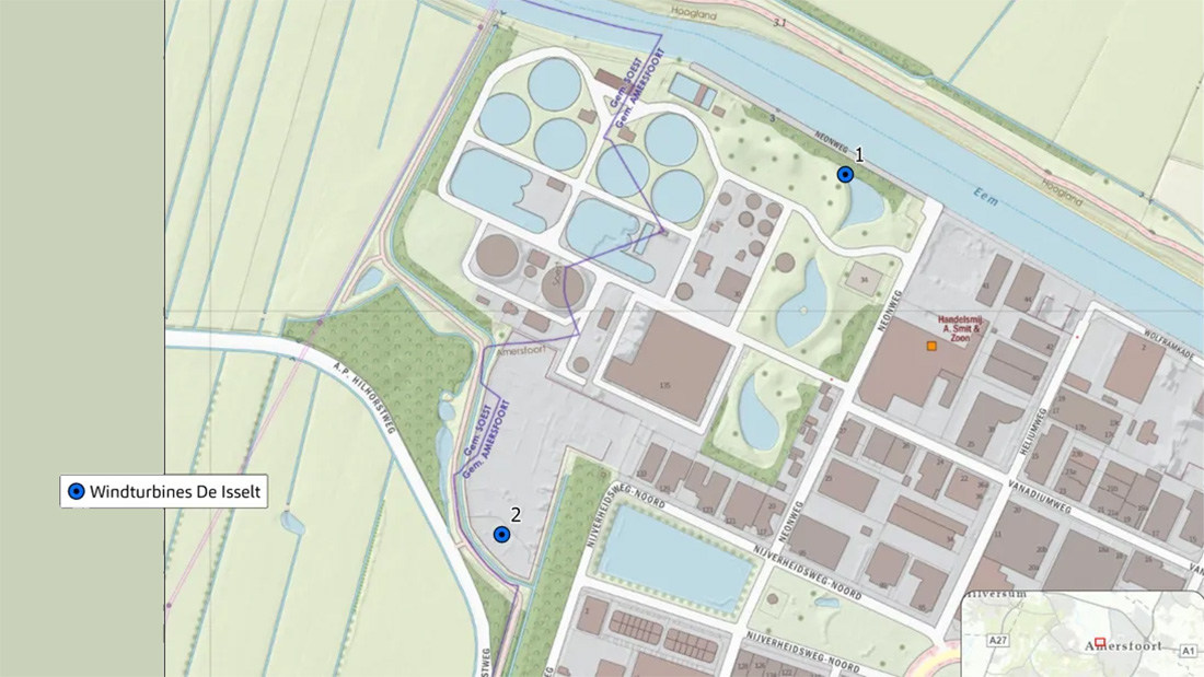 Plattegrond van Isset bij Openbare aanbesteding windturbines