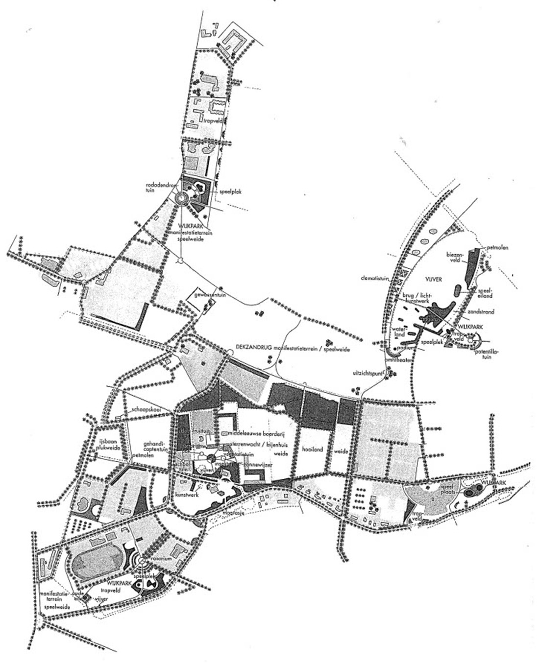 Park Schothorst oude tekening van plattegrond