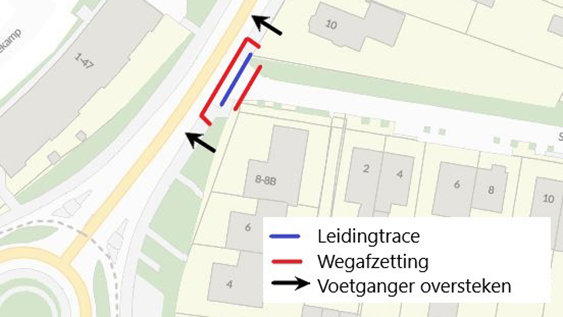 Schoonoorderlaan afgesloten oktober 2024. Illustratie met aanwijzingen voor verkeer.