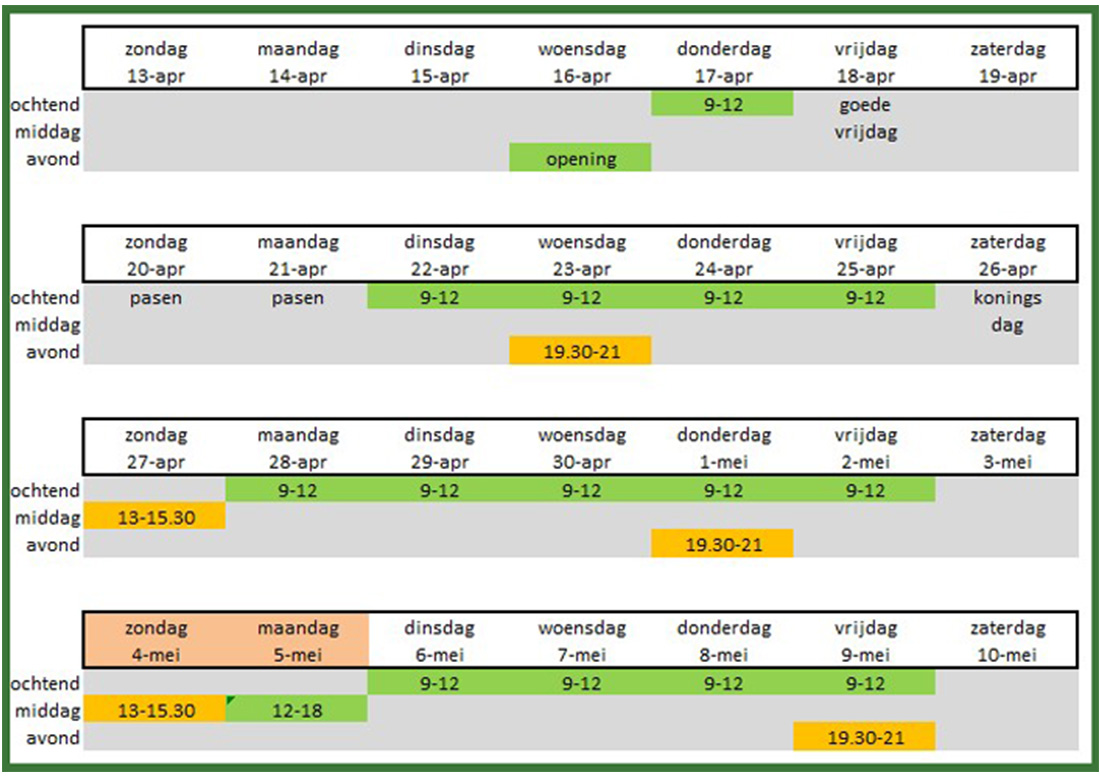 Boek Tentoonstelling openingstijden