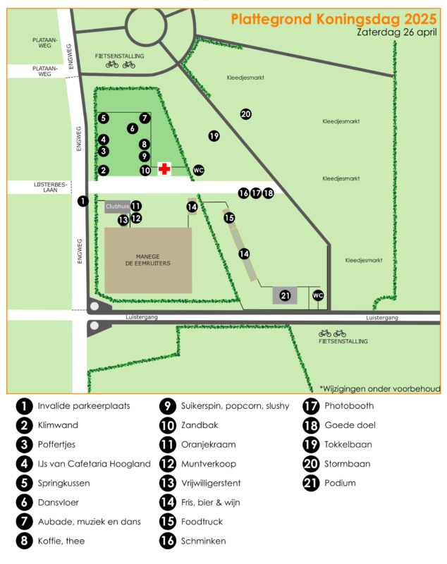 Koningsdag 2025 Hoogland plattegrond