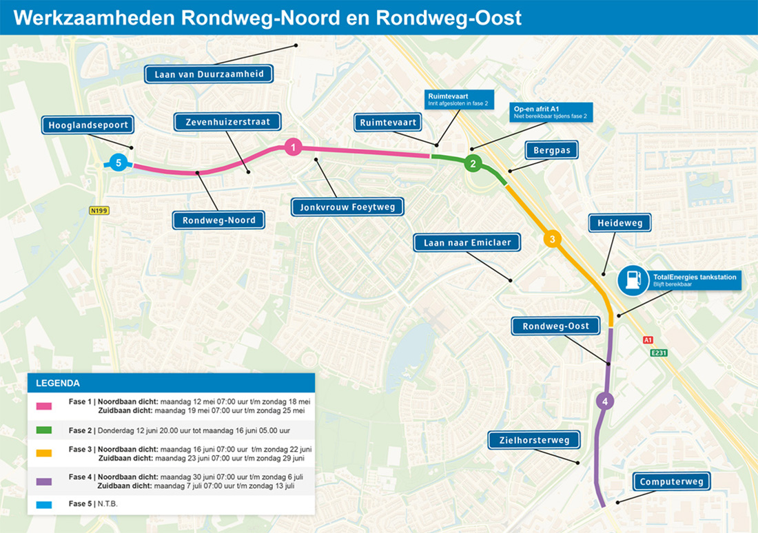 Rondweg-Noord schema werkzaamheden