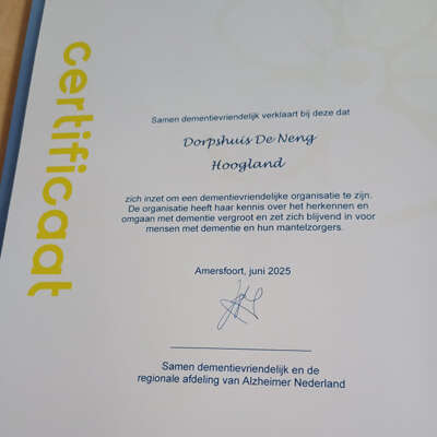 Certificaat voor De Neng dementie