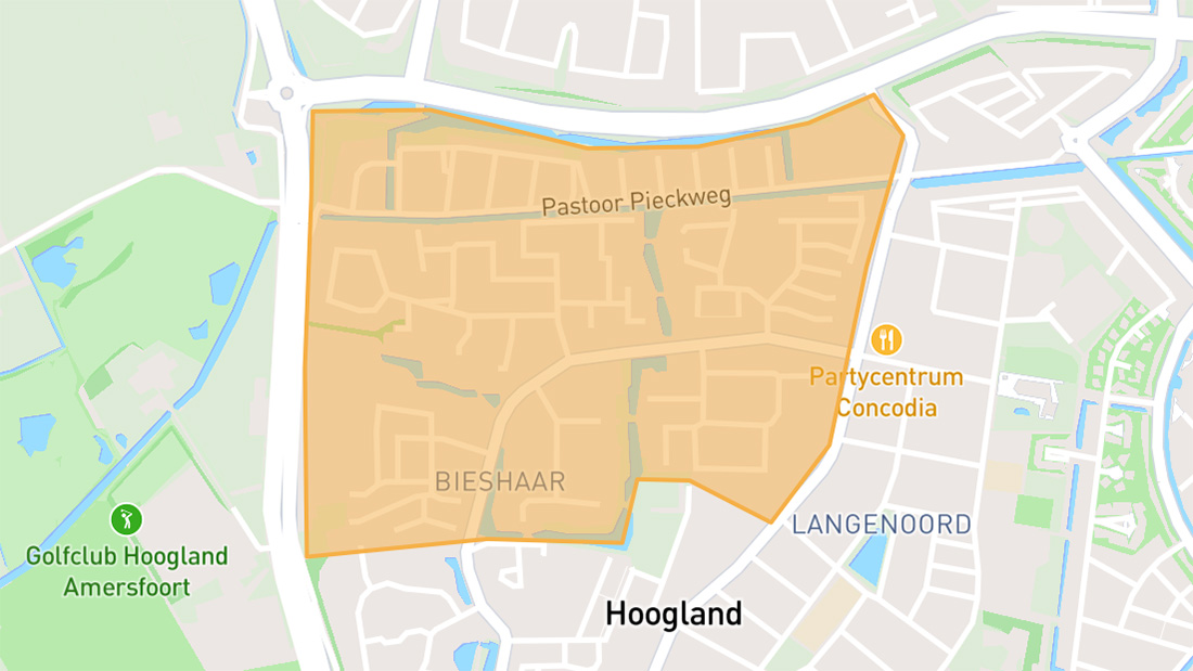 Gas- en waterleidingen Hoogland Noord overzicht