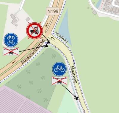 Maatweg illustratie wijziging borden