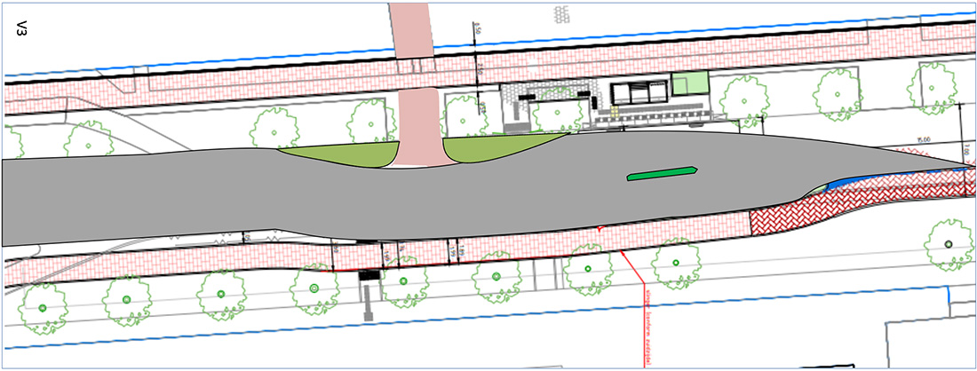 Rein Leen tekening oplossing fietspad Hamseweg