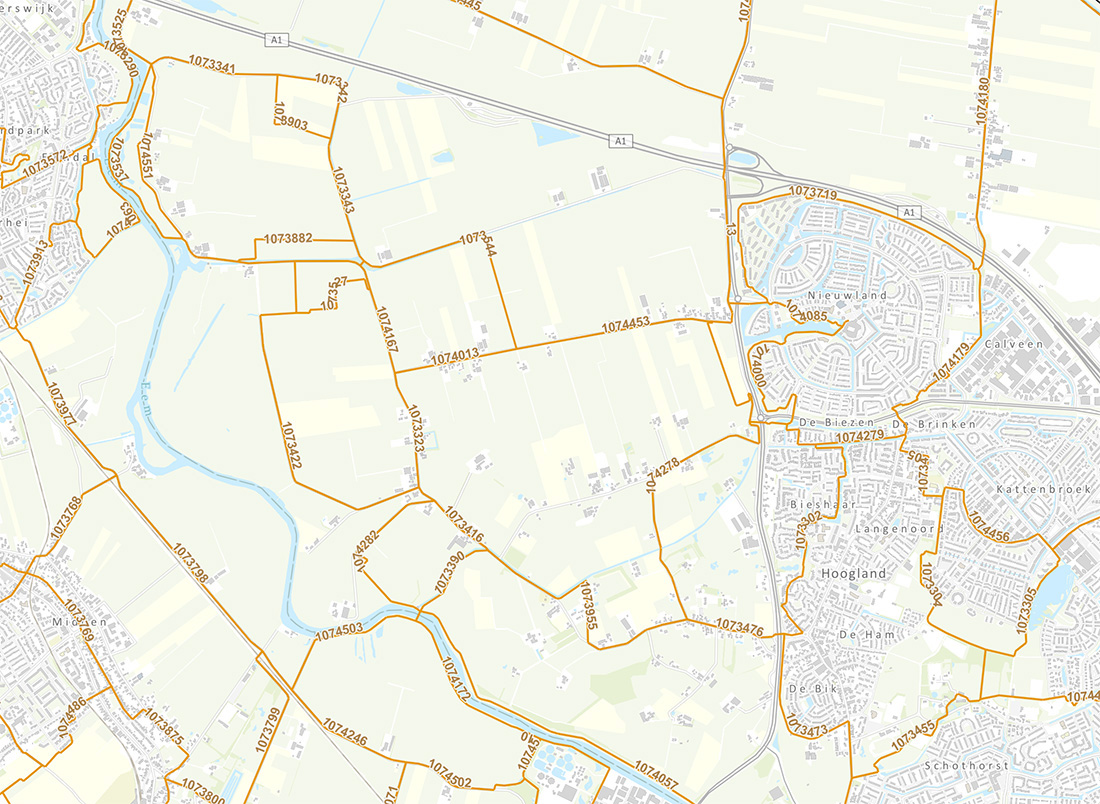 Wandelroutenetwerk kaart Hoogland-West