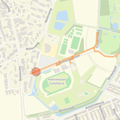 Grafische aanduiding afsluiting fietspad Schothorsterlaan