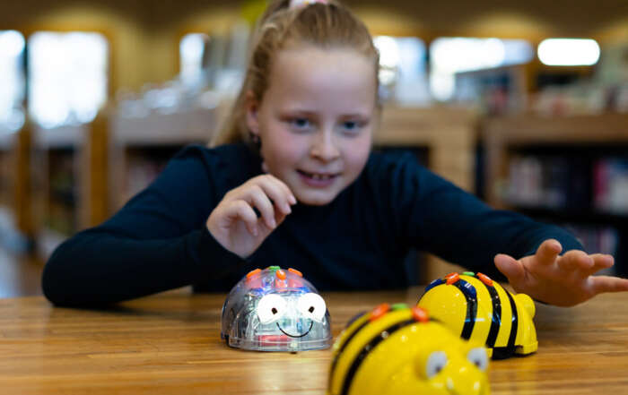 Robot-bijtjes in Bibliotheek Hoogland