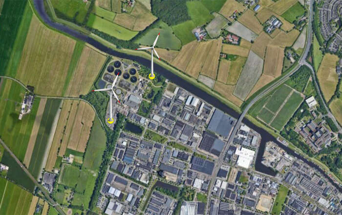 Windturbines op bedrijventerrein Isselt
